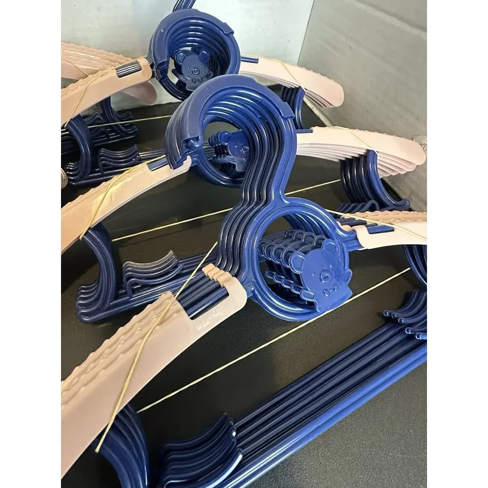 Lot of 30 Kids Plastic Teddy Bear Clothes Hangers Blue & Pink